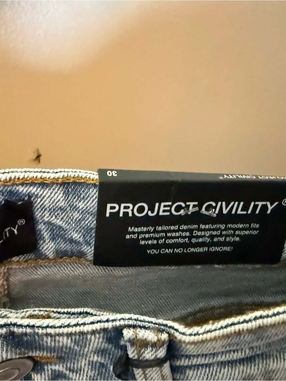 Project Civility Light Blue Distressed Men's Jean Shorts